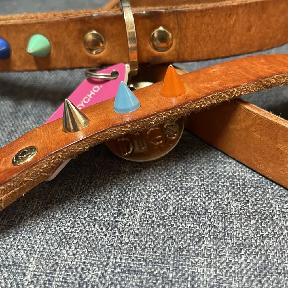 Nice Digs Original Spike Leather Dog Leash- Jungle Tan